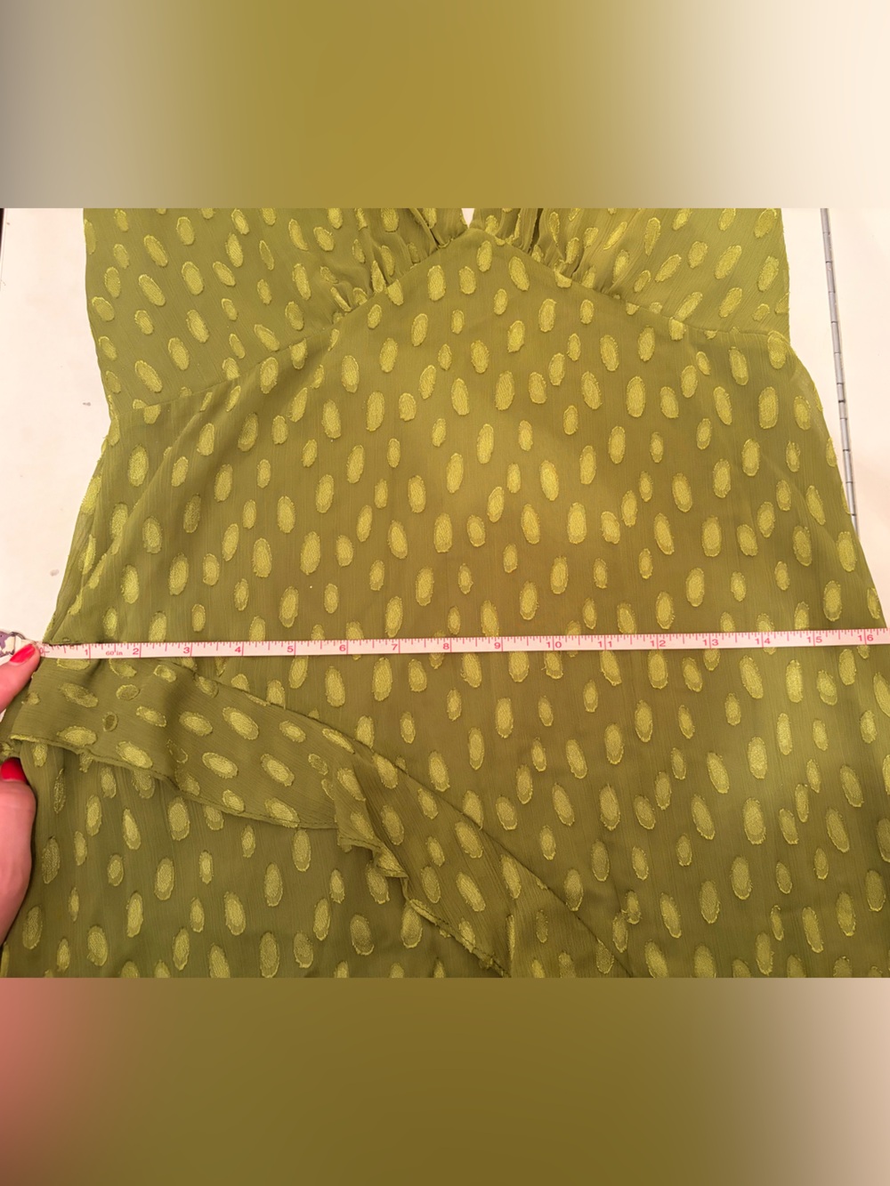 Lady Pipa Florence Olive Oil Green Halter Maxi Dress and Shawl - Picture 7 of 7